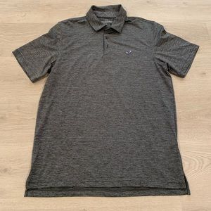 Men’s Vineyard Vines Gray Striped Polo Shirt Spandex Sz Large